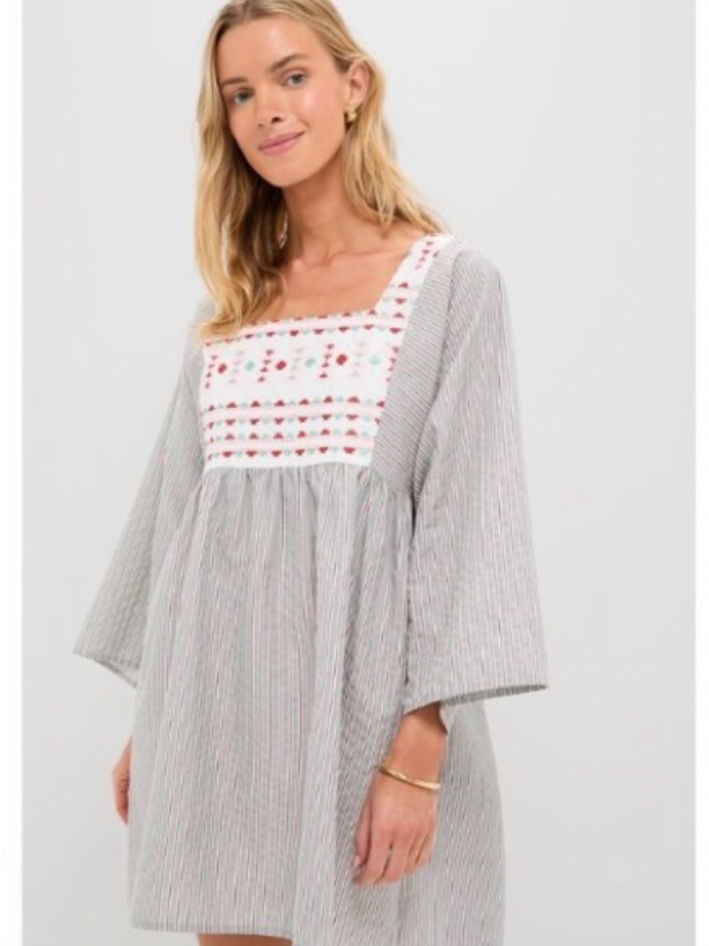 NWT TUCKERNUCK POMANDER PLACE Sage Stripe Embroidered Sadona Dress Size small - Picture 2 of 16
